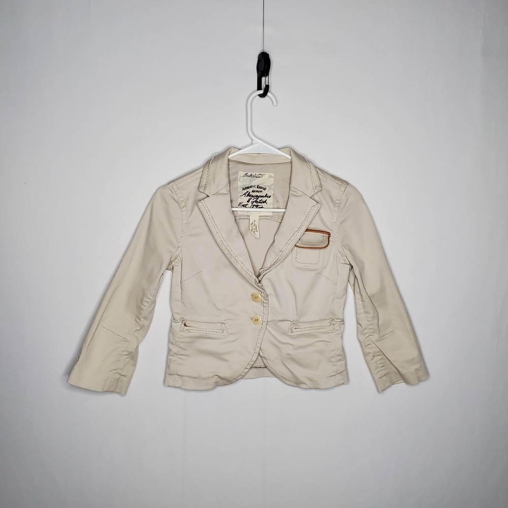 Abercrombie Fitch Vintage Crop Blazer Jacket Women Small Khaki Y2K 00s